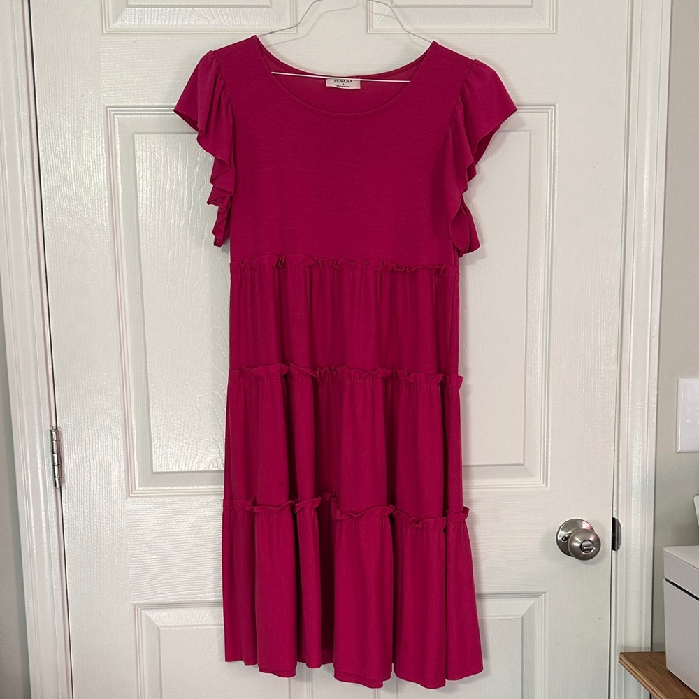 Zenana Outfitters Magenta Tiered Maxi Dress
